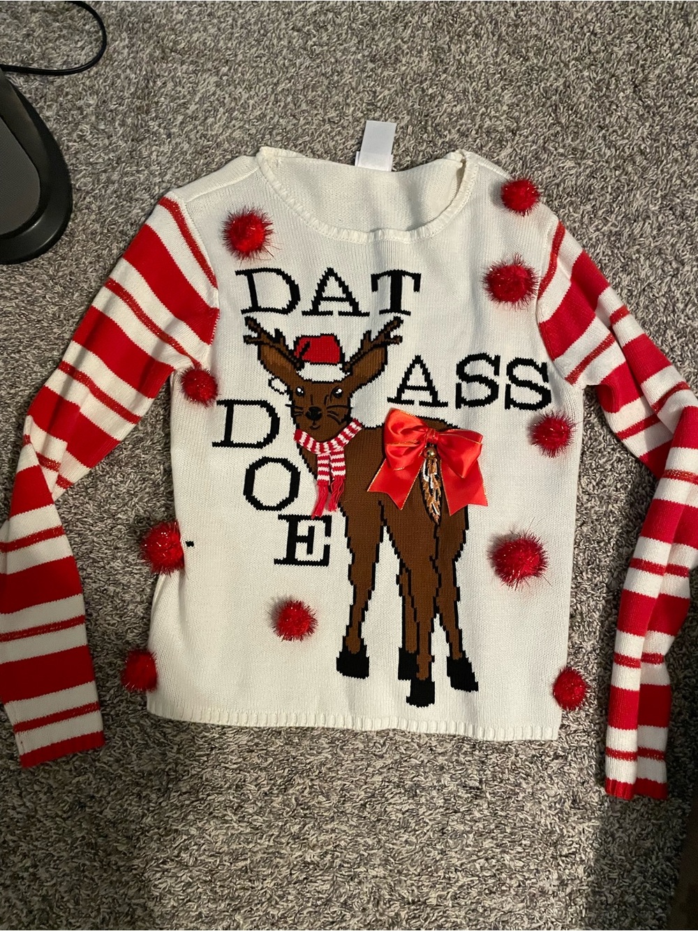 Women’s White & Red Reindeer Holiday Sweater